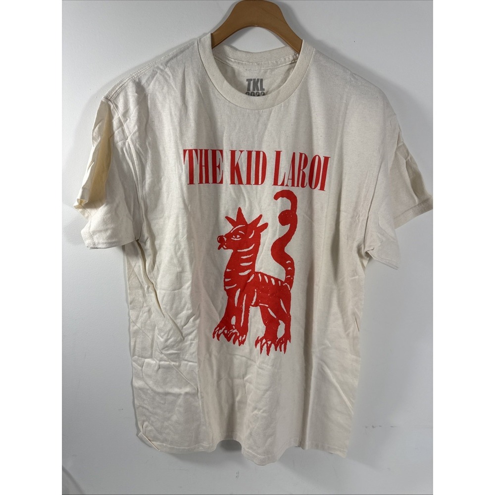 The Kid Laroi Size Medium Tee Shirt NEW Short Sleeve Cream Red Sketch